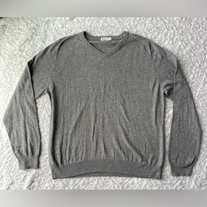 J Crew Cotton Cashmere Gray V-Neck Sweater XL
